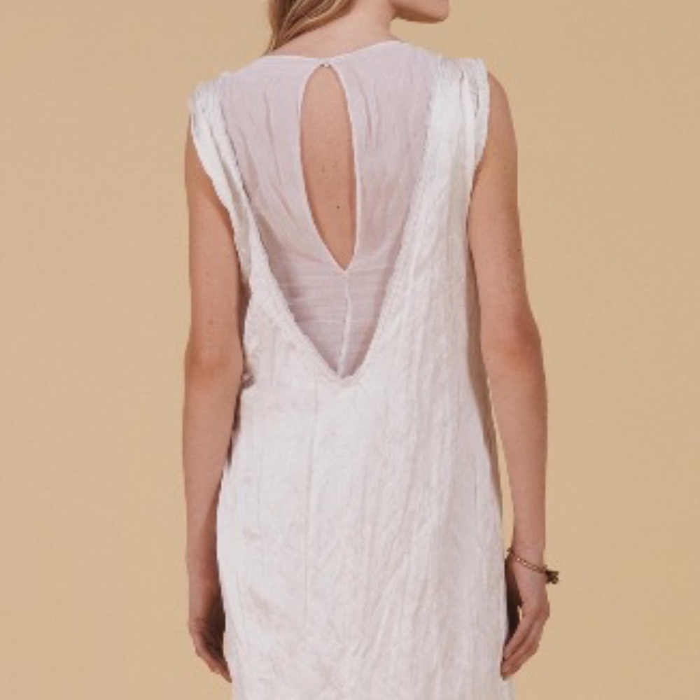 Zara Satin Dress Wrinkle Effect Open Back Midi Limited Edition  Sleeveless White
